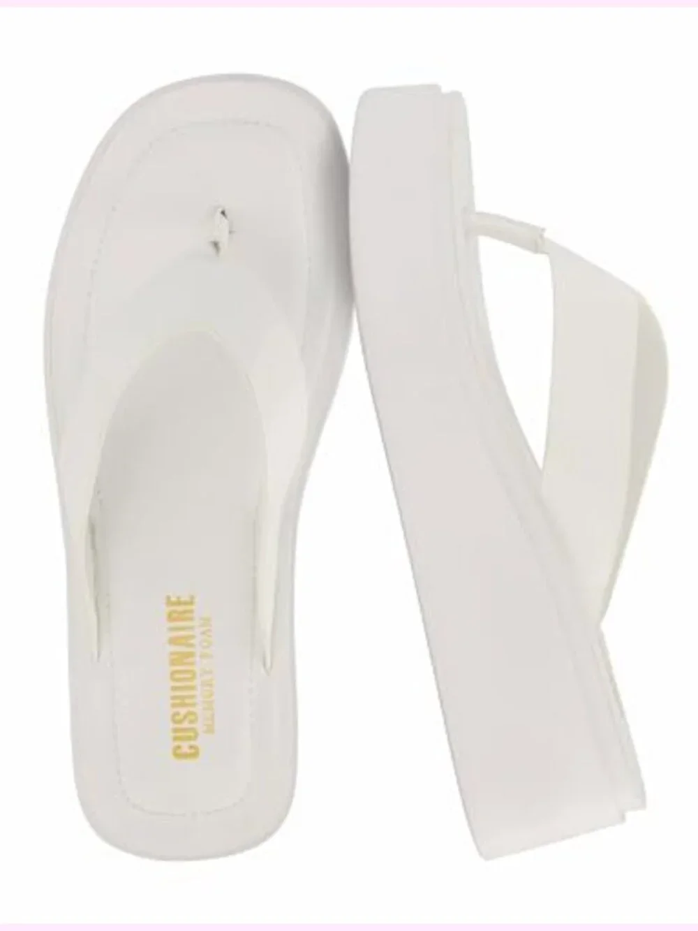 Platform Wedge Flip Flops with Memory Foam Footbed, Durable Sole
